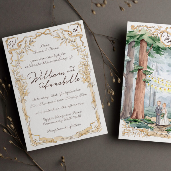 forest wedding invitation set